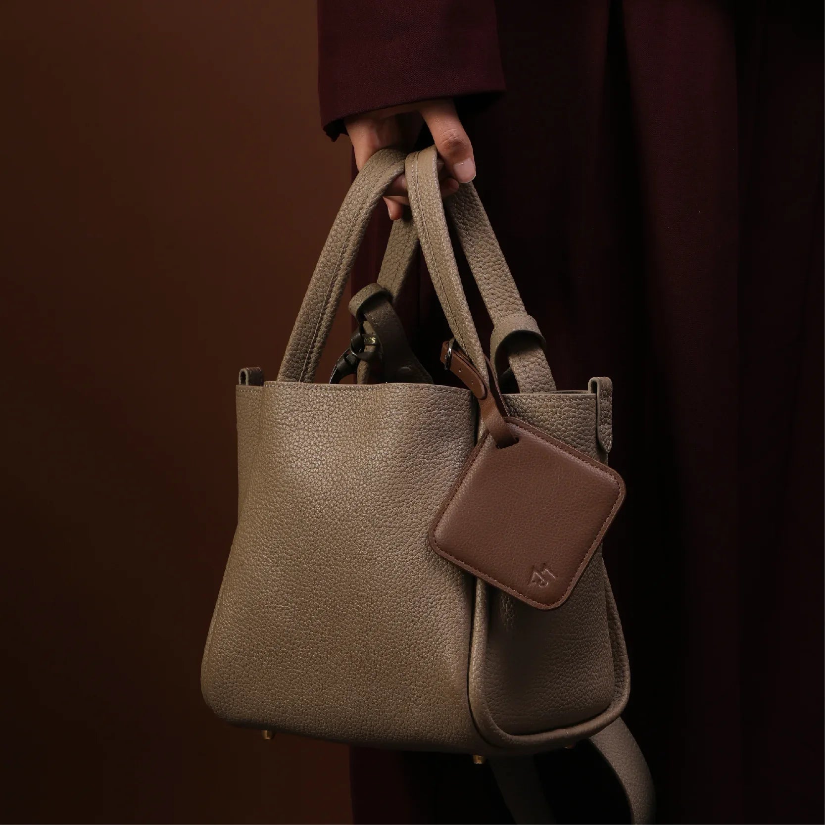 Mushroom Biobased Luggage Tag - Mycelium Leather Travel Tag