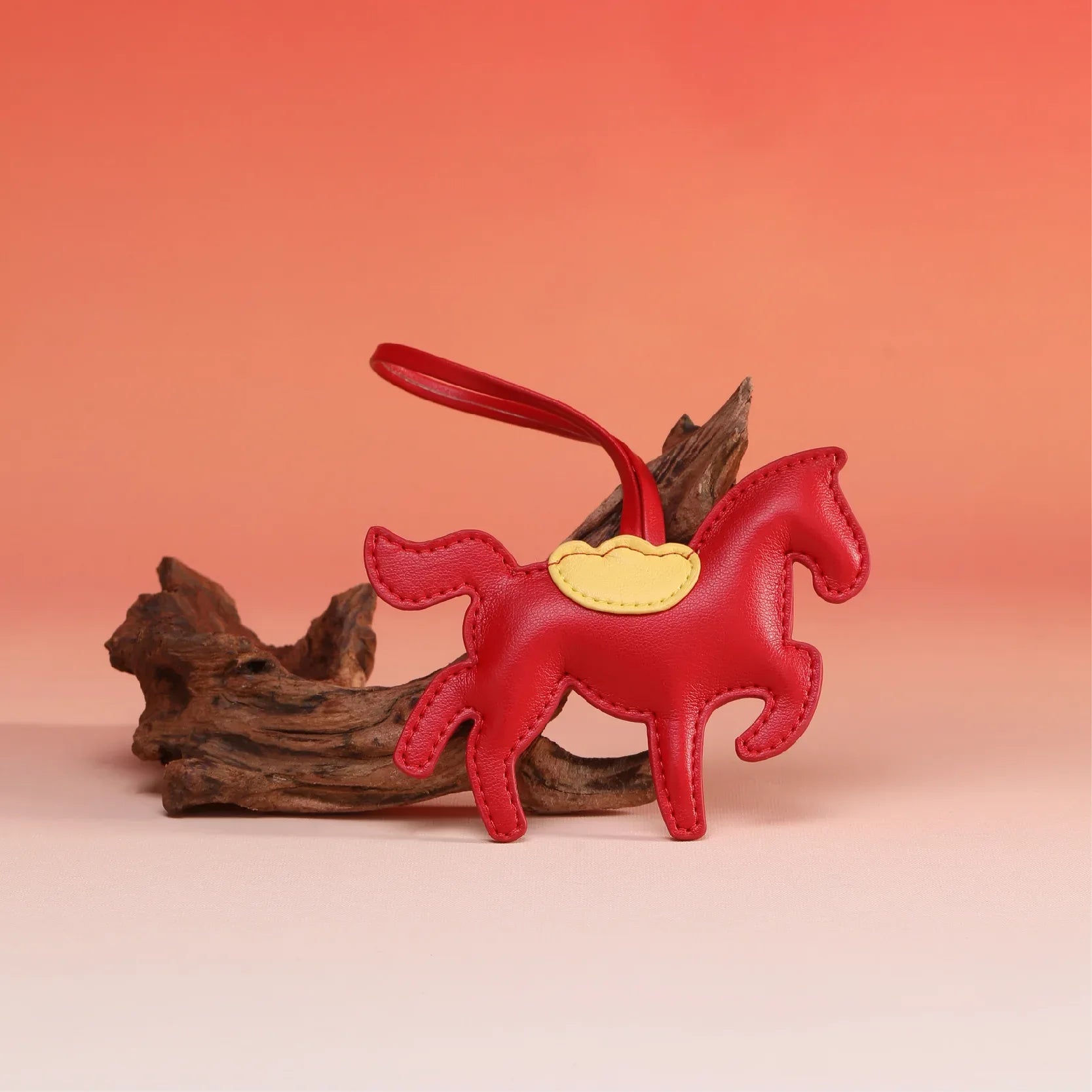 Mushroom Biobased Horse-Shaped Bag Charm - Mycelium Leather Horse Charm