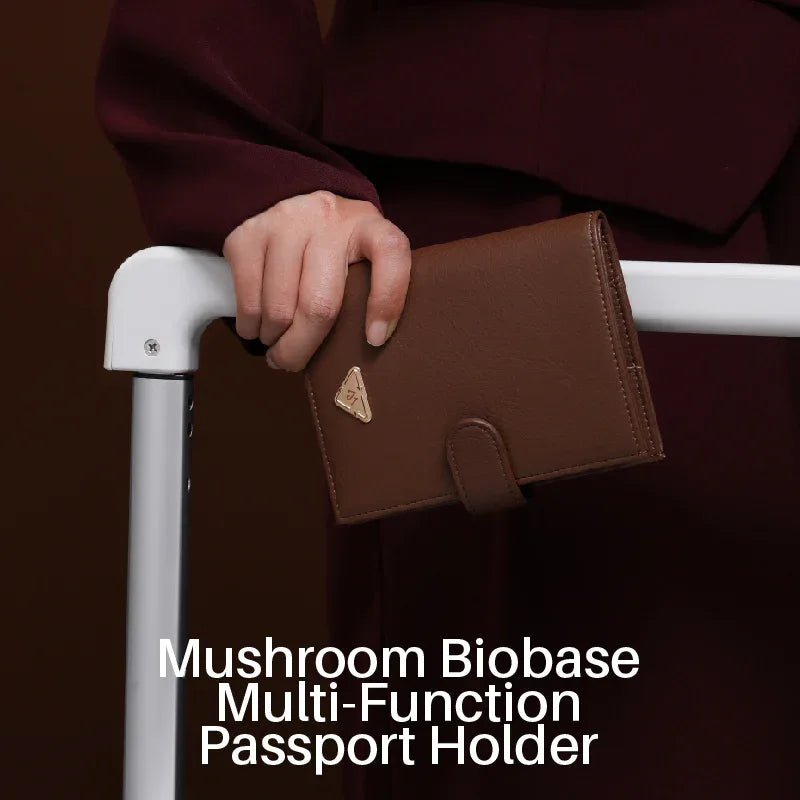 Mushroom Biobased Multi-Function Passport Holder - Mycelium Leather Travel Wallet
