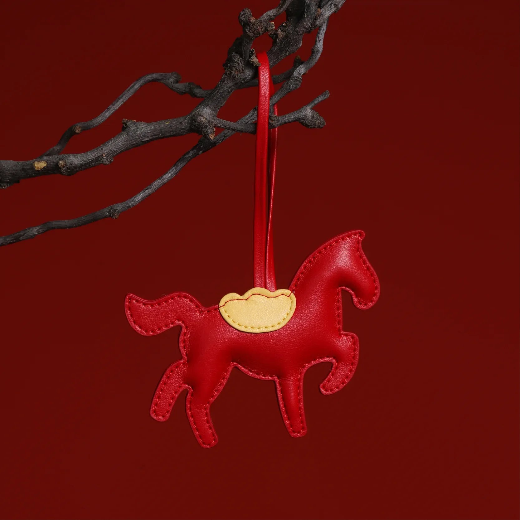 Mushroom Biobased Horse-Shaped Bag Charm - Mycelium Leather Horse Charm