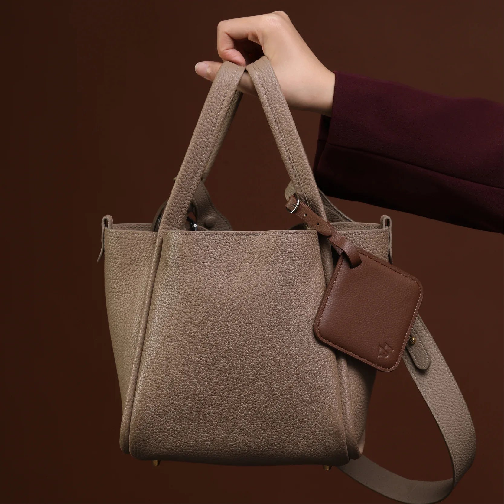 Mushroom Biobased Luggage Tag - Mycelium Leather Travel Tag