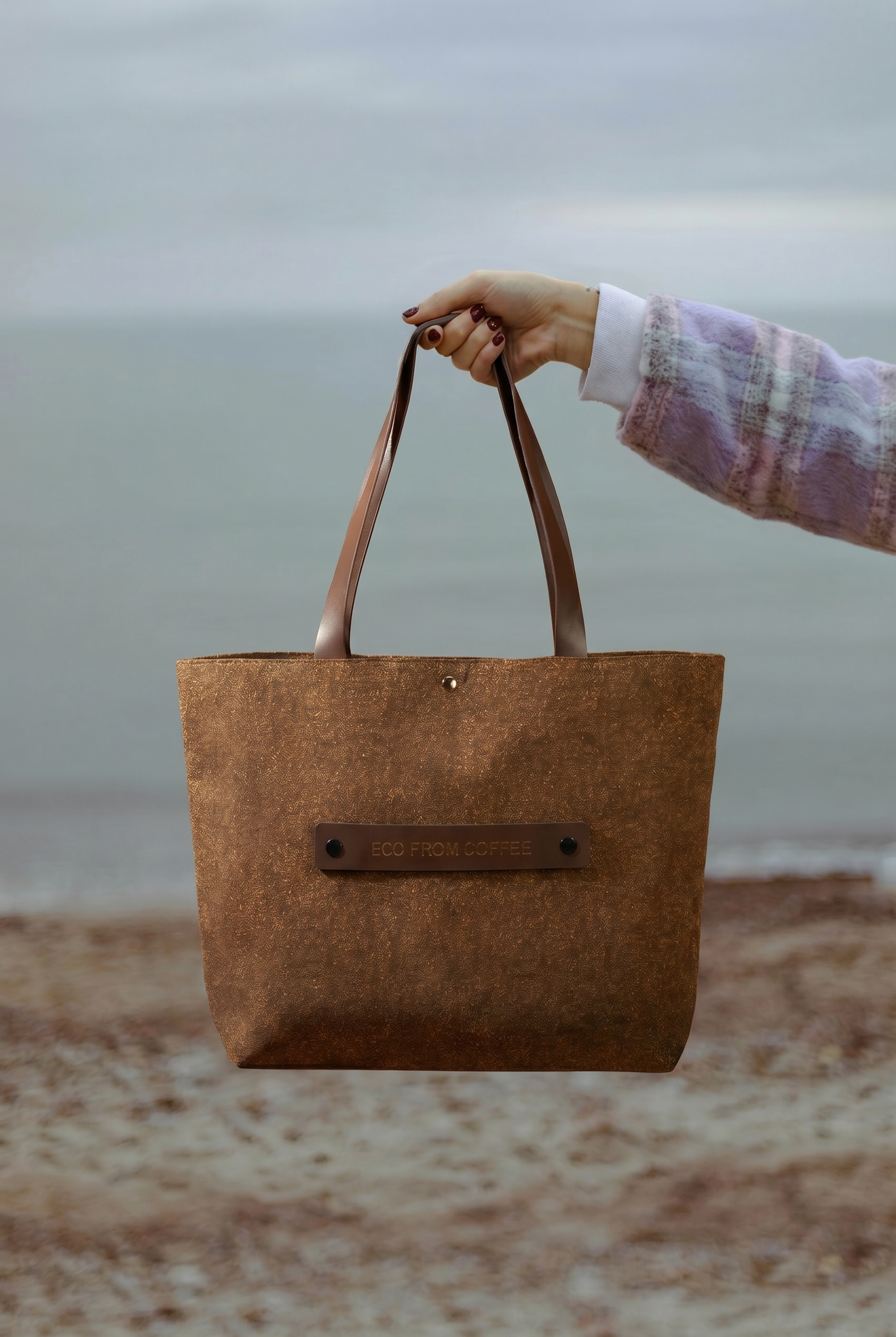 Eco-Coffee Grounds Leather Tote Bag (Includes FREE DIY Charm)
