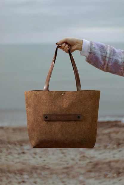Eco-Coffee Grounds Leather Tote Bag (Includes FREE DIY Charm)